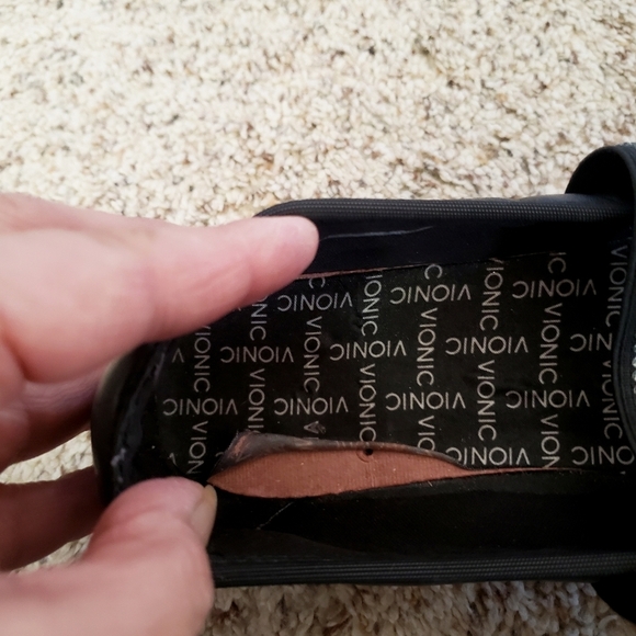 Vionic Ballet Shoes Black 7.5 Leather Mary Jane Flat Comfort Embellished Loafer - Picture 12 of 16